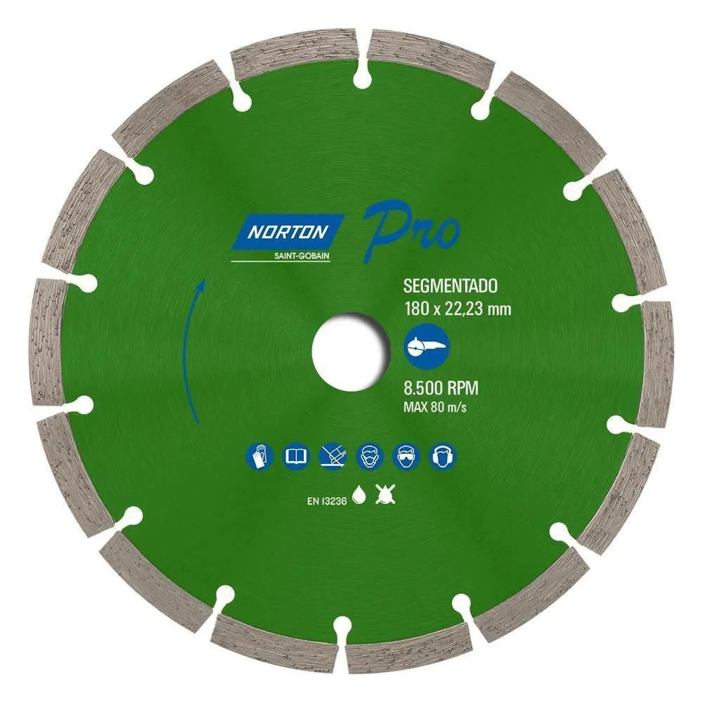 DISCO DIAMANTADO 180MM SEGM (P/USO EM ESMERILH.) PRO NORTON