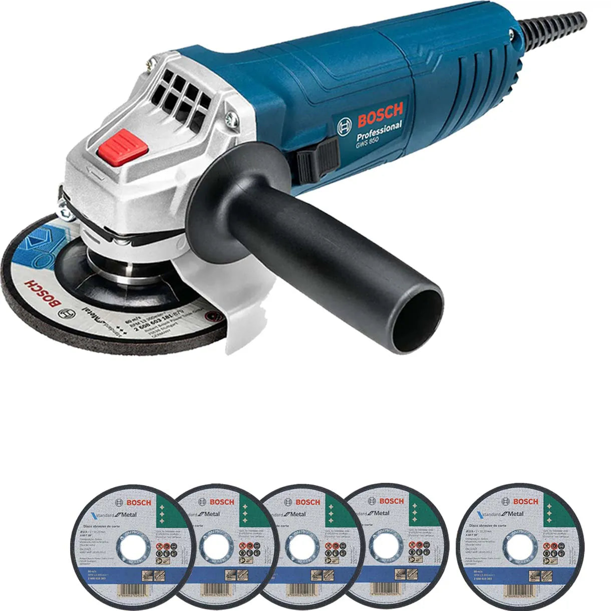 Kit Esmerilhadeira 4.1/2" 850w GWS 850 110v + 5 Discos de Corte 4.1/2"X1,0mmX7/8"